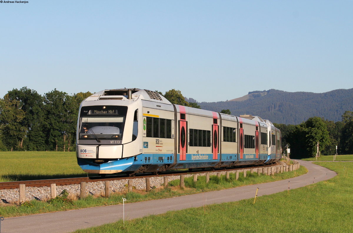 VT 113 und VT 106 als BOB86984 (Tegernsee-München Hbf) bei Riedern 23.7.19