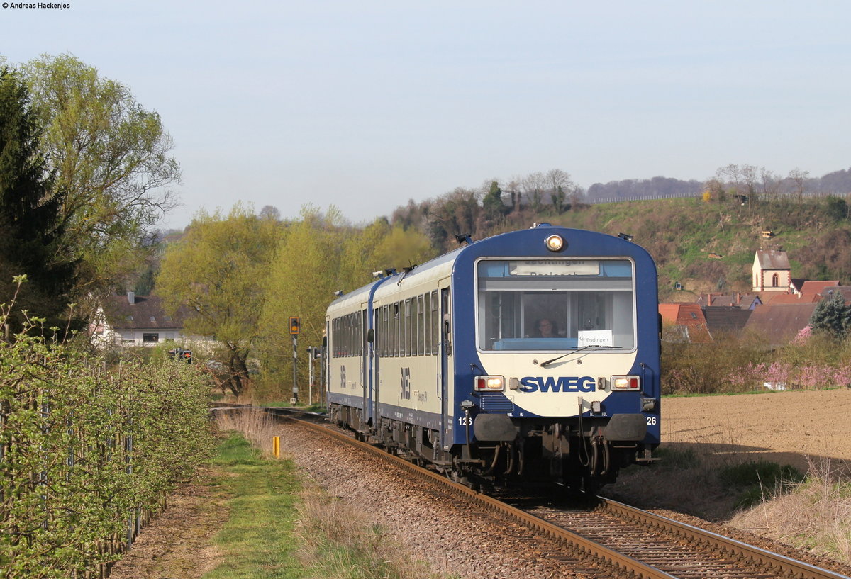 VT 126 und VS 202 als SWE74264 (Gottenheim-Endingen am Kaiserstuhl) bei Bötzingen 30.3.17