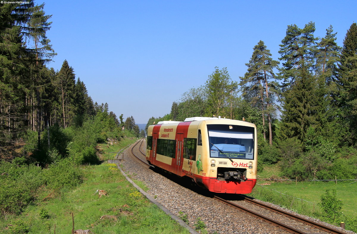 VT 232 als HzL 69727 (Bräunlingen-Geisingen Leipferdingen) bei Zollhaus 16.5.20