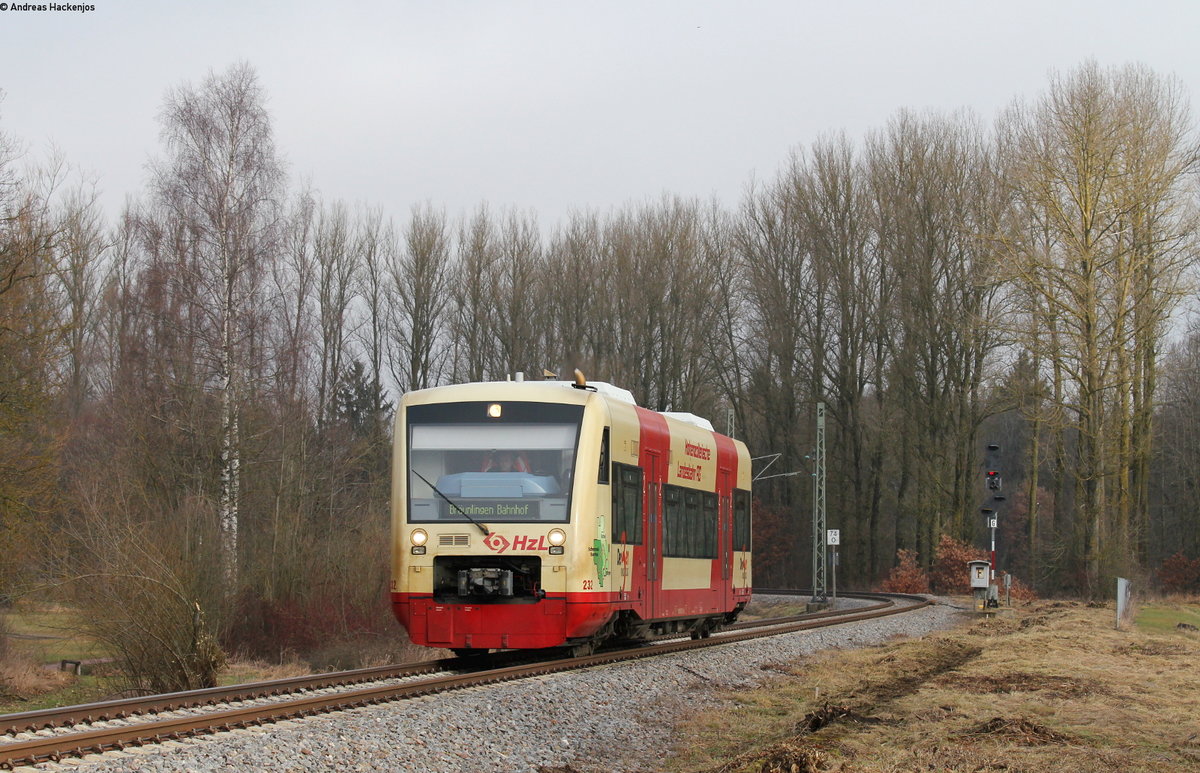 VT 232 als HzL88610 (Villingen(Schwarzw)-Bräunlingen Bf) bei Donaueschingen 24.1.18