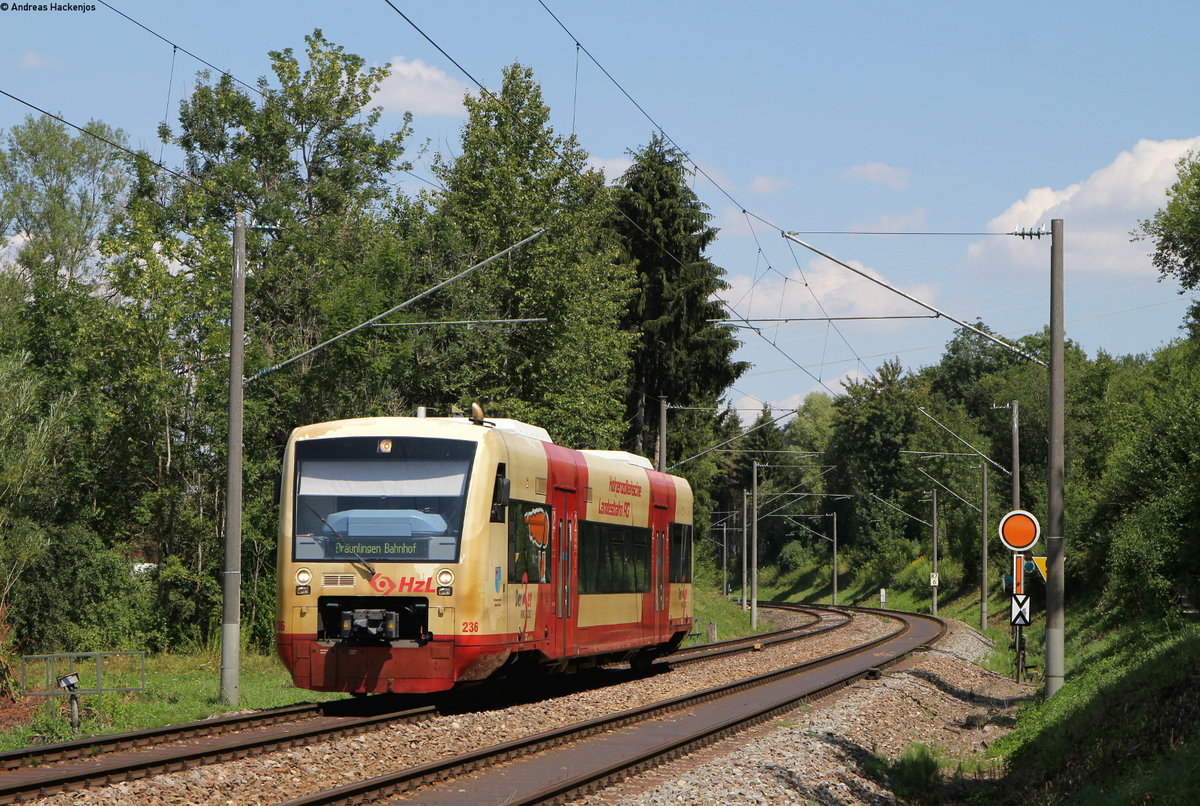 VT 236 als HzL 88620 (Villingen(Schwarzw)-Bräunlingen Bf) bei Villingen 31.7.18