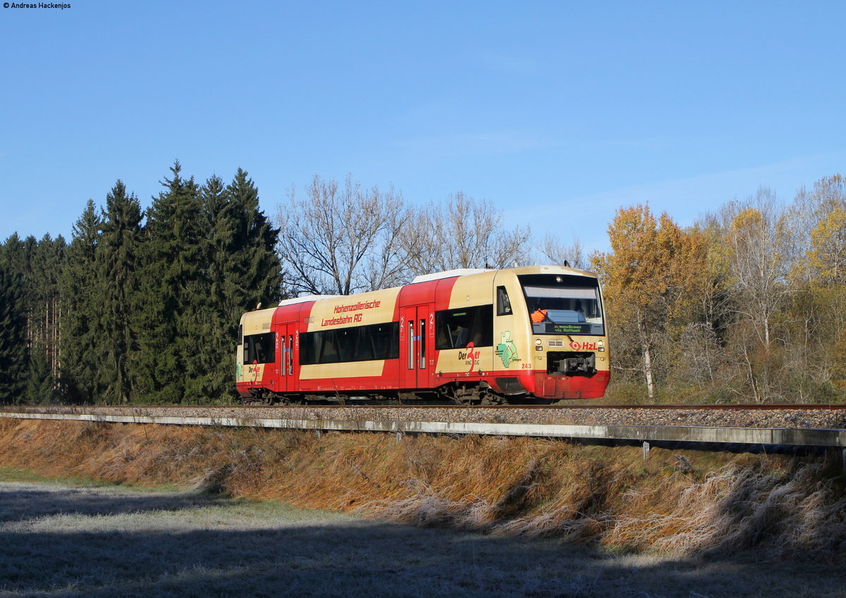 VT 243 als  HzL88055 (Bräunlingen Bf-Immendingen) bei Schwenningen 3.11.16