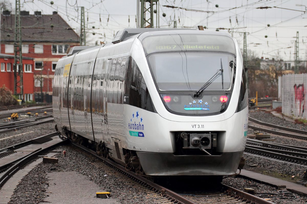 VT 3.11 bei der Ausfahrt aus Münster Hbf. 22.12.2013