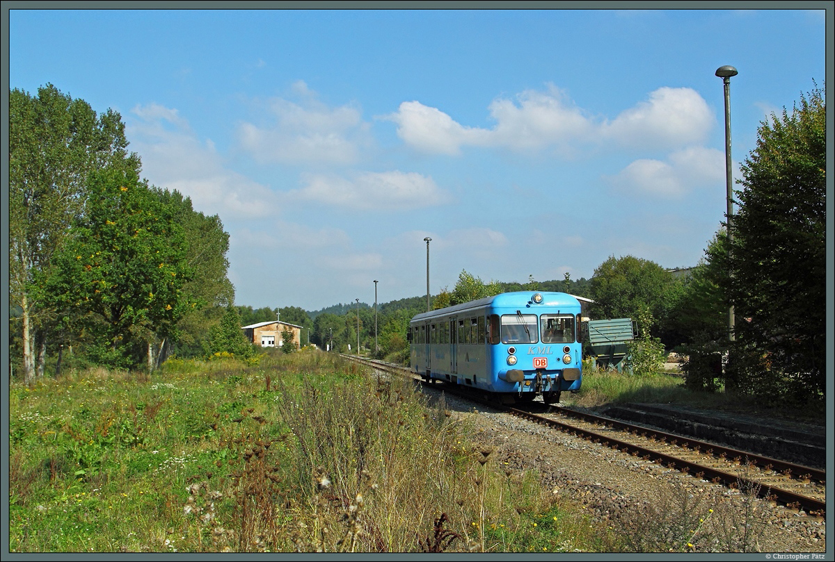 VT 408 der KML erreicht am 17.09.2014 den Endpunkt Wippra und wird nach wenigen Minuten Aufenthalt zurück nach Klostermansfeld fahren.