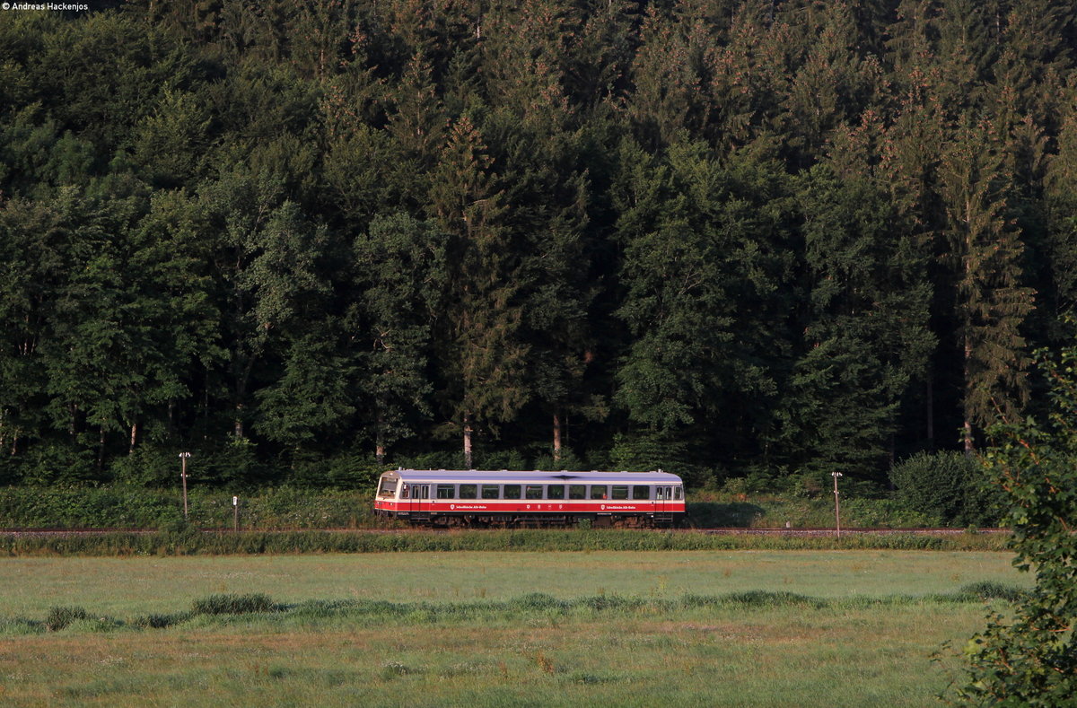 VT 411 der SAB als SAB22180 (Münsingen-Schelklingen) bei Hütten 1.8.19