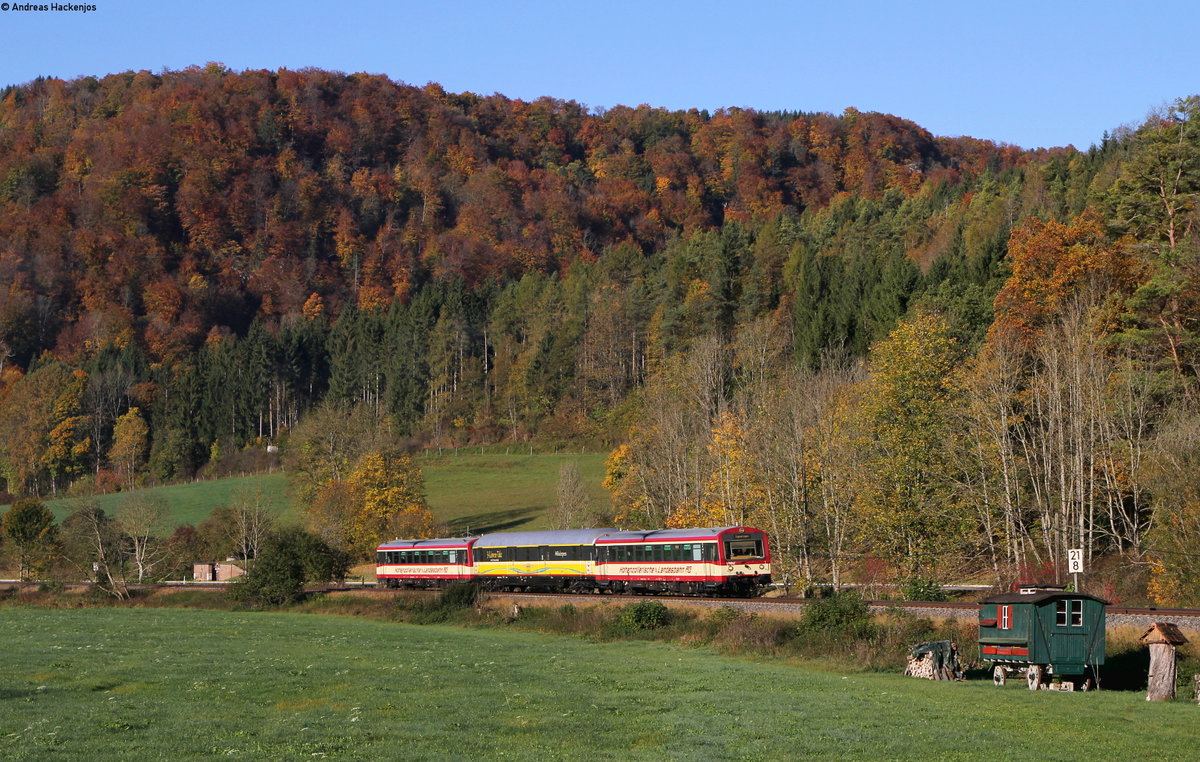 VT 42 und VT 43 als HzL88048 (Tuttlingen-Sigmaringen) bei Hausen im Tal 14.10.17