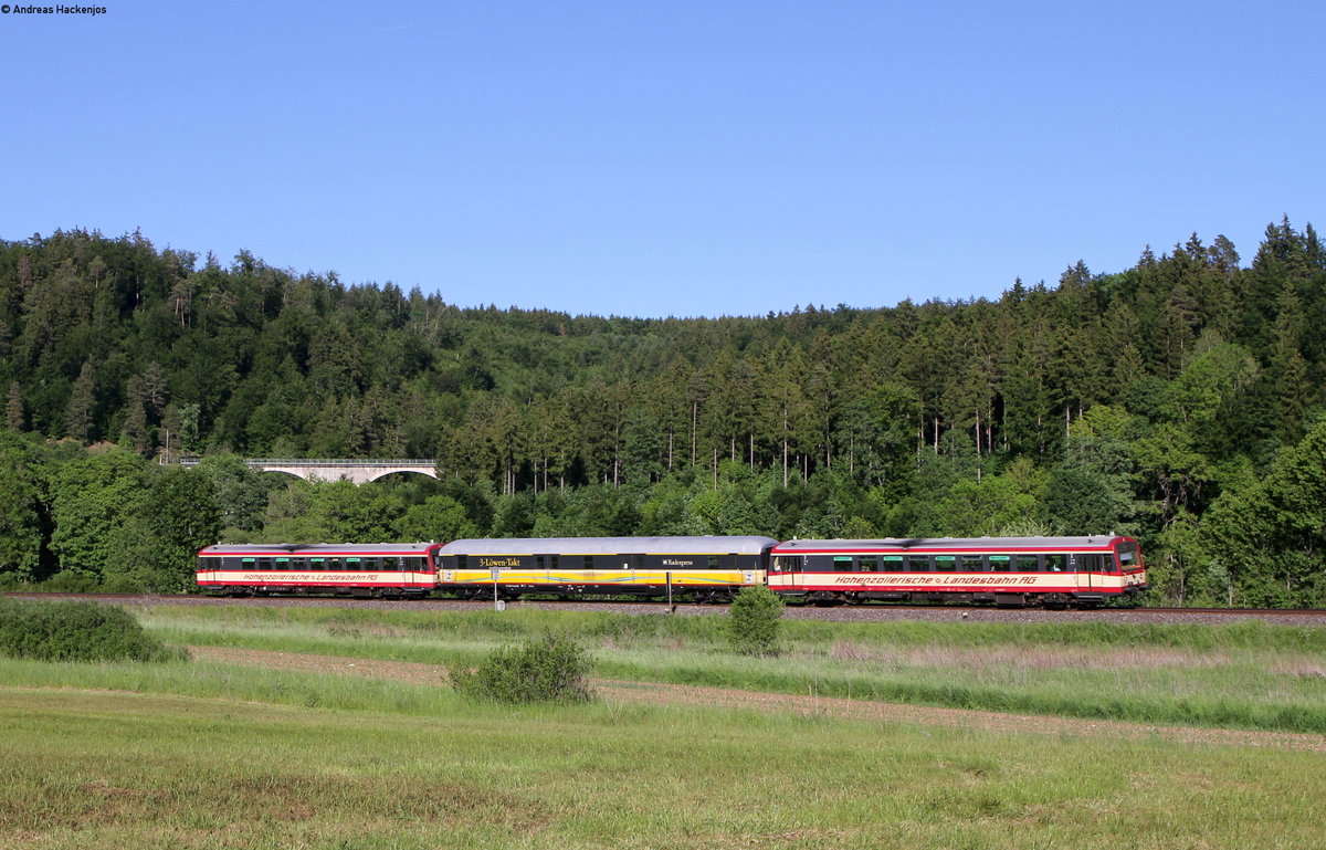 VT 42 und VT 43 als HzL87627 (Sigmaringen-Donaueschingen) bei Immendingen 8.6.19