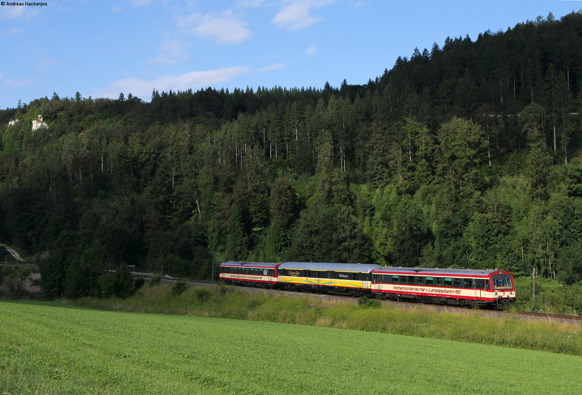 VT 43 und VT 41 als HzL88043 (Gammertingen-Tuttlingen) bei Beuron 30.7.16