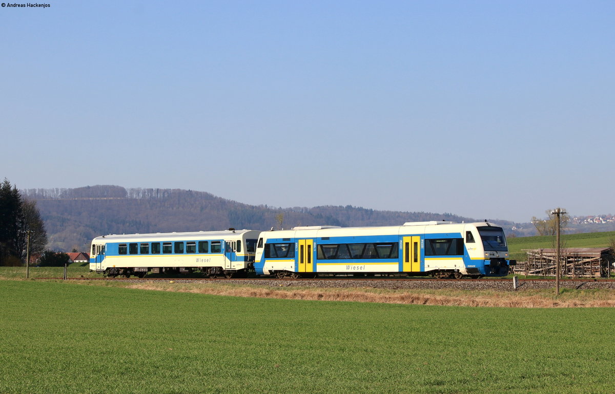 VT 441 und VS 426 als WEG 3151 (Rudersberg-Oberndorf-Schorndorf) bei Michelau 2.4.20