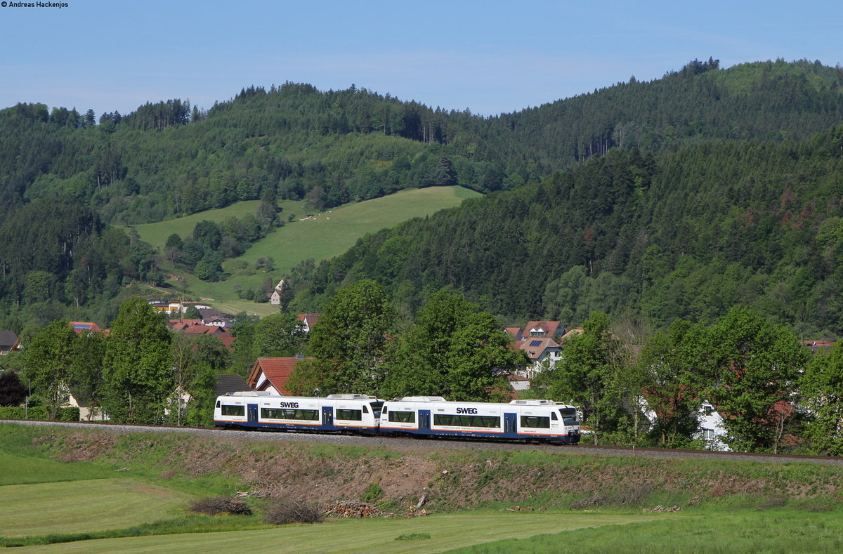 VT 505 und VT 504 als BSB88421 (Elzach-Freiburg(Brsg)Hbf) bei Niederwinden 17.5.17