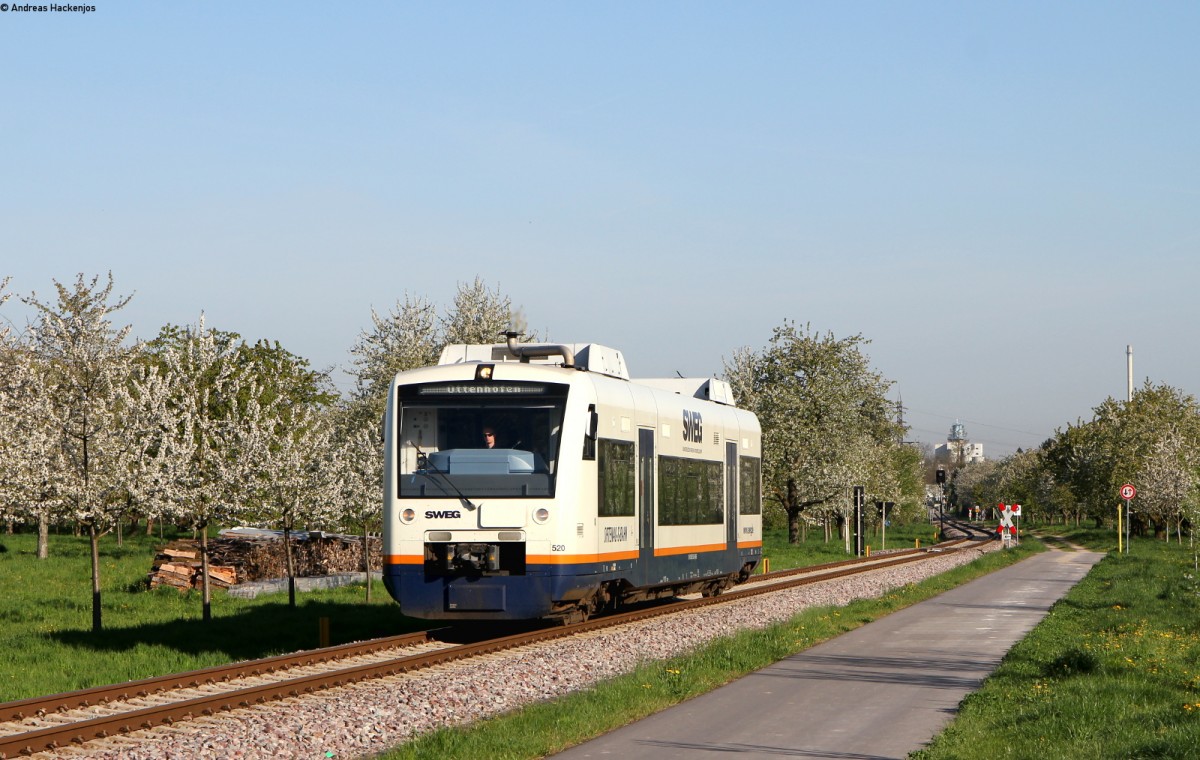VT 520 als SWE87544 (Offenburg-Ottenhöfen) bei Oberachern 21.4.15