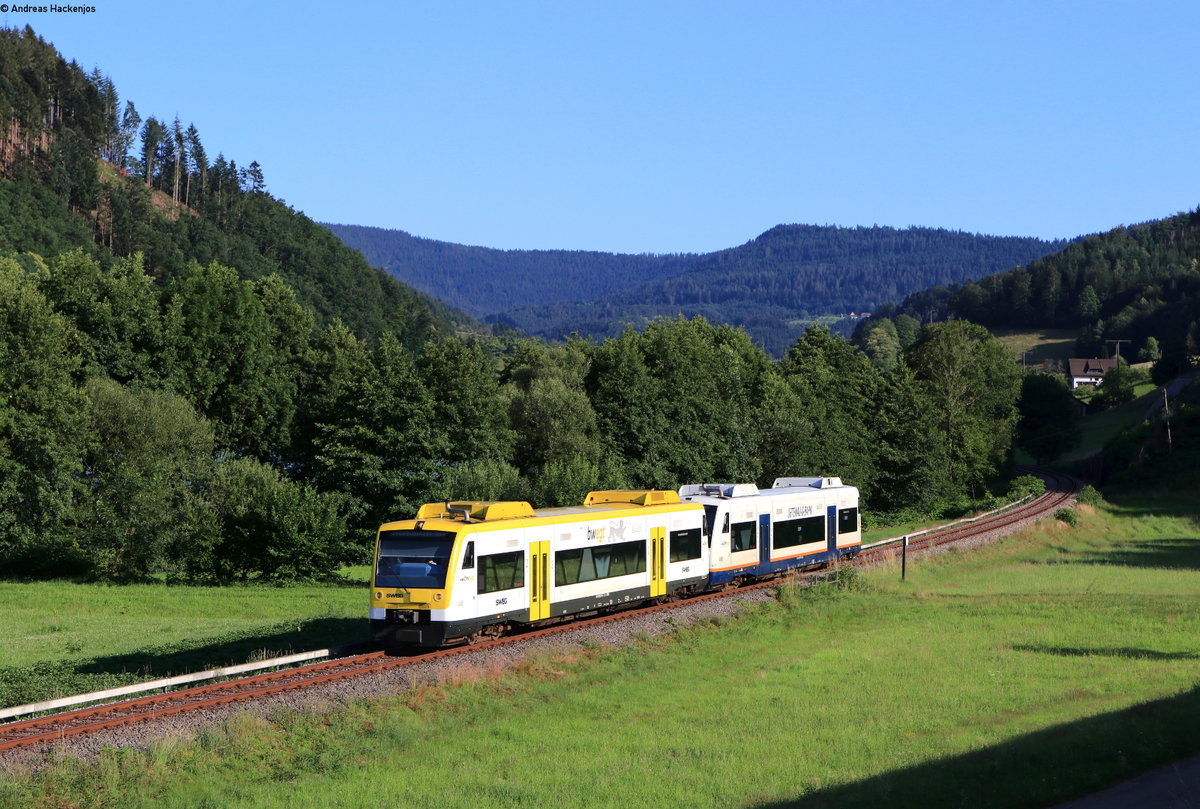 VT 523 und VT 517 als SWE 87399 (Bad Griesbach(Schwarzw)-Freudenstadt Hbf) bei Oppenau 24.6.20