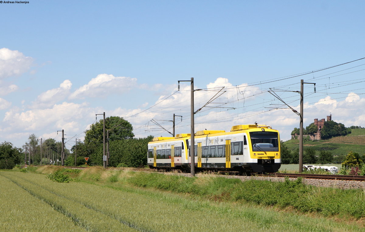 VT 525 und VT 526 als SWE87391 (Offenburg-Hornberg) bei Ortenberg 13.6.19