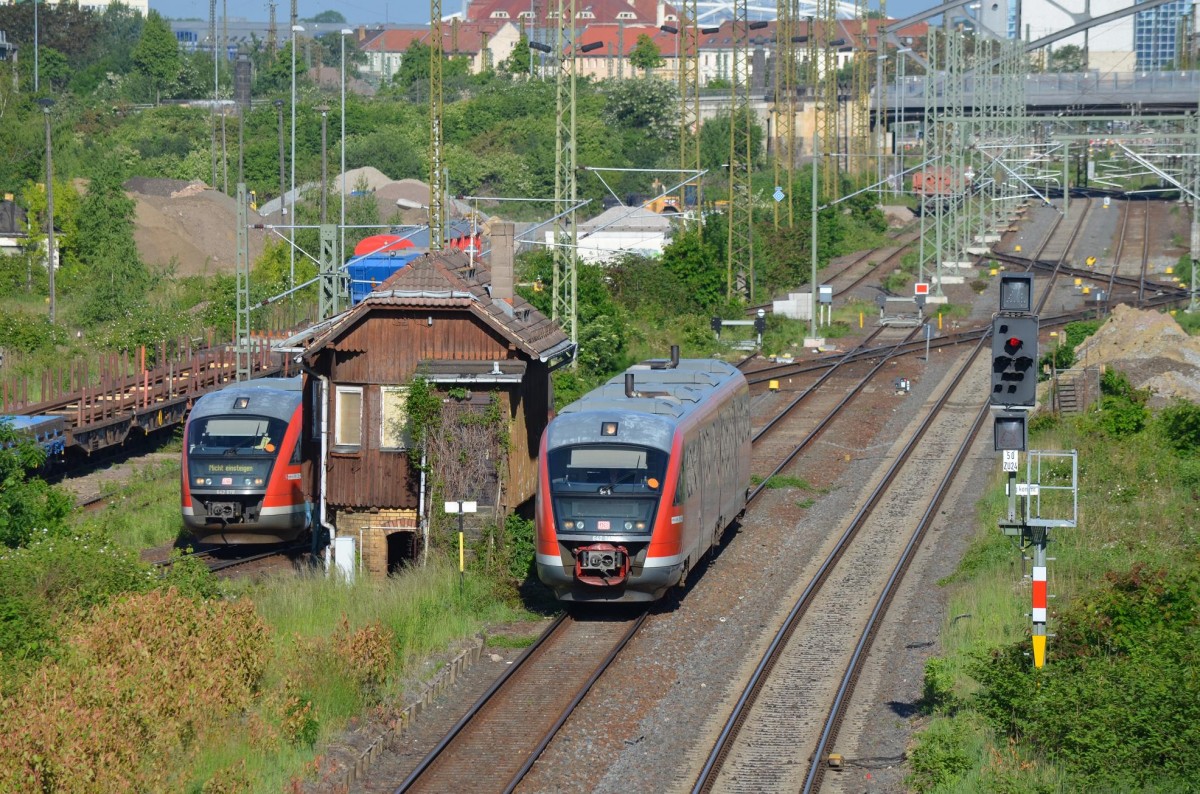 VT 642 678 & 642 047 am ehemaligen Haltepunkt Leipzig Volkmarsdorf am BW Leipzig Hbf Süd 26.05.2015 