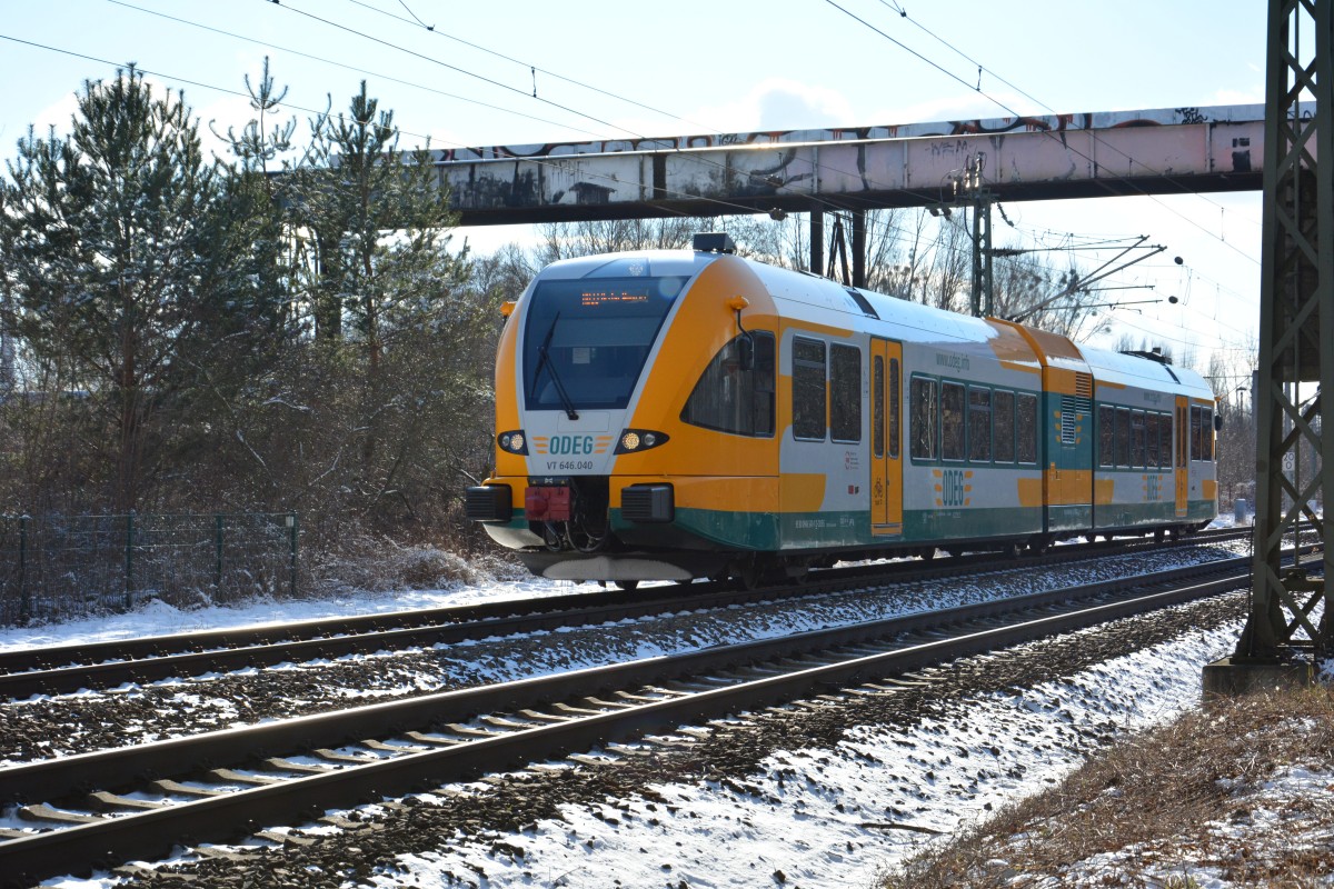 VT 646 (646.040) ist am 05.02.2015 unterwegs als RB 68980 zwischen Potsdam-Rehbrücke und Potsdam Medienstadt Babelsberg. 