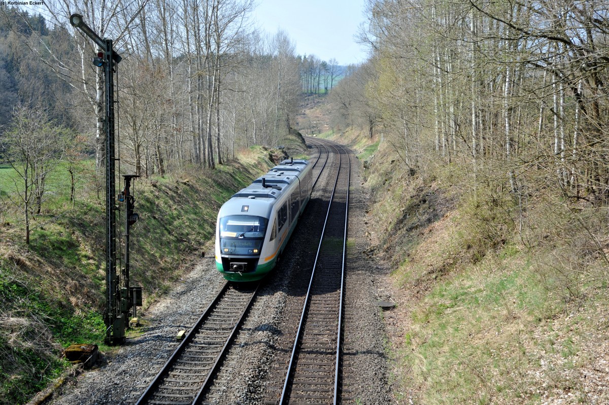 VT13 als OPB79718 von Regensburg Hbf nach Marktredwitz bei Reuth b. Erbendorf, 24.04.2015