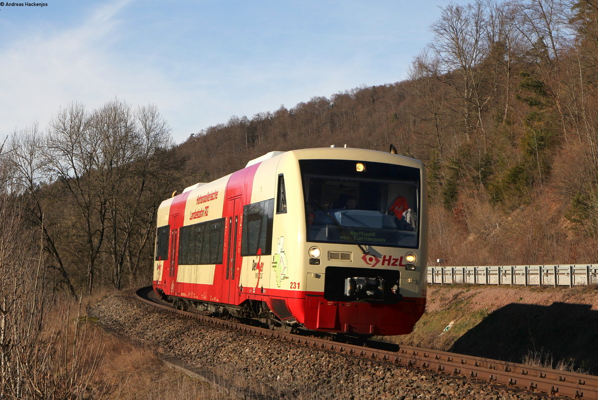 VT231 als HzL88664 (Blumberg Zollhaus - Rottweil) bei Immendingen 29.1.18