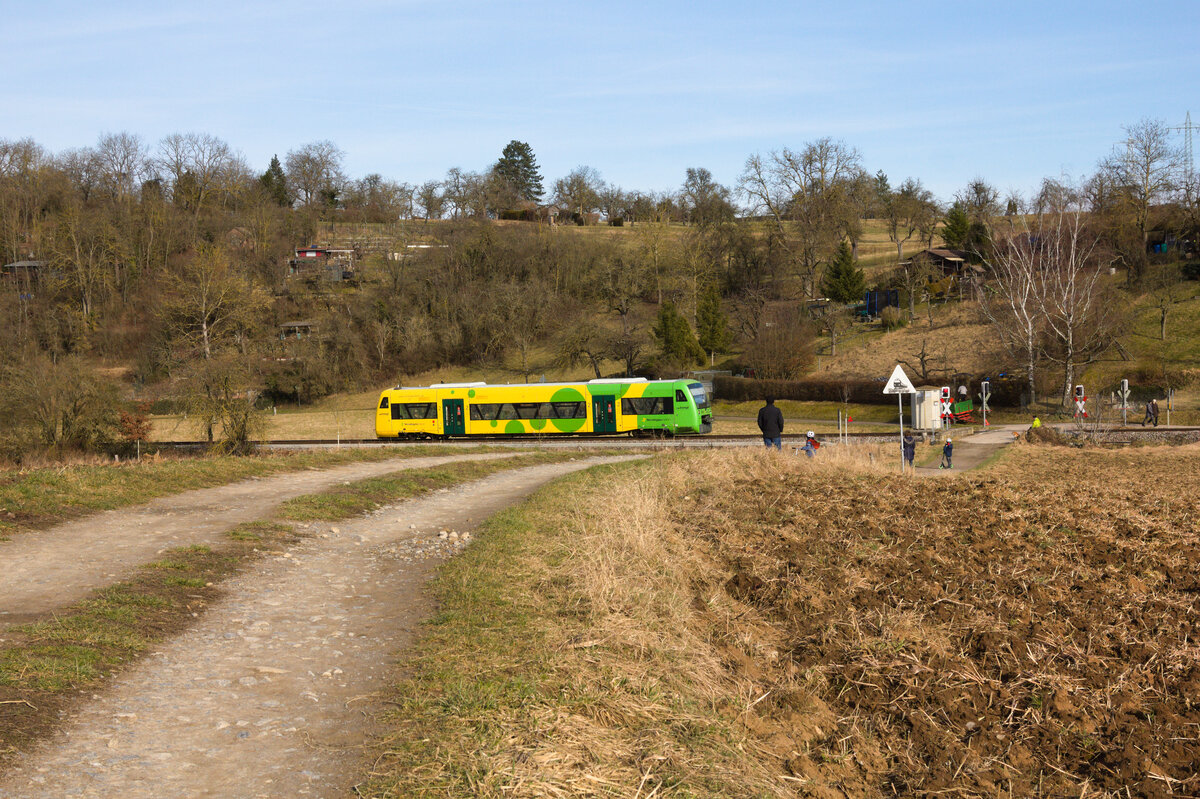 VT362 als RB47 Heimerdingen-Korntal am 12.02.2022 zwischen Münchingen und Schwieberdingen.