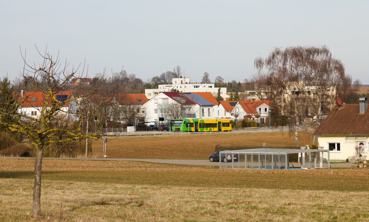 VT362 als RB47 Heimerdingen-Korntal erreicht am12.02.2022 den Halepunkt Münchingen-Rührberg. 