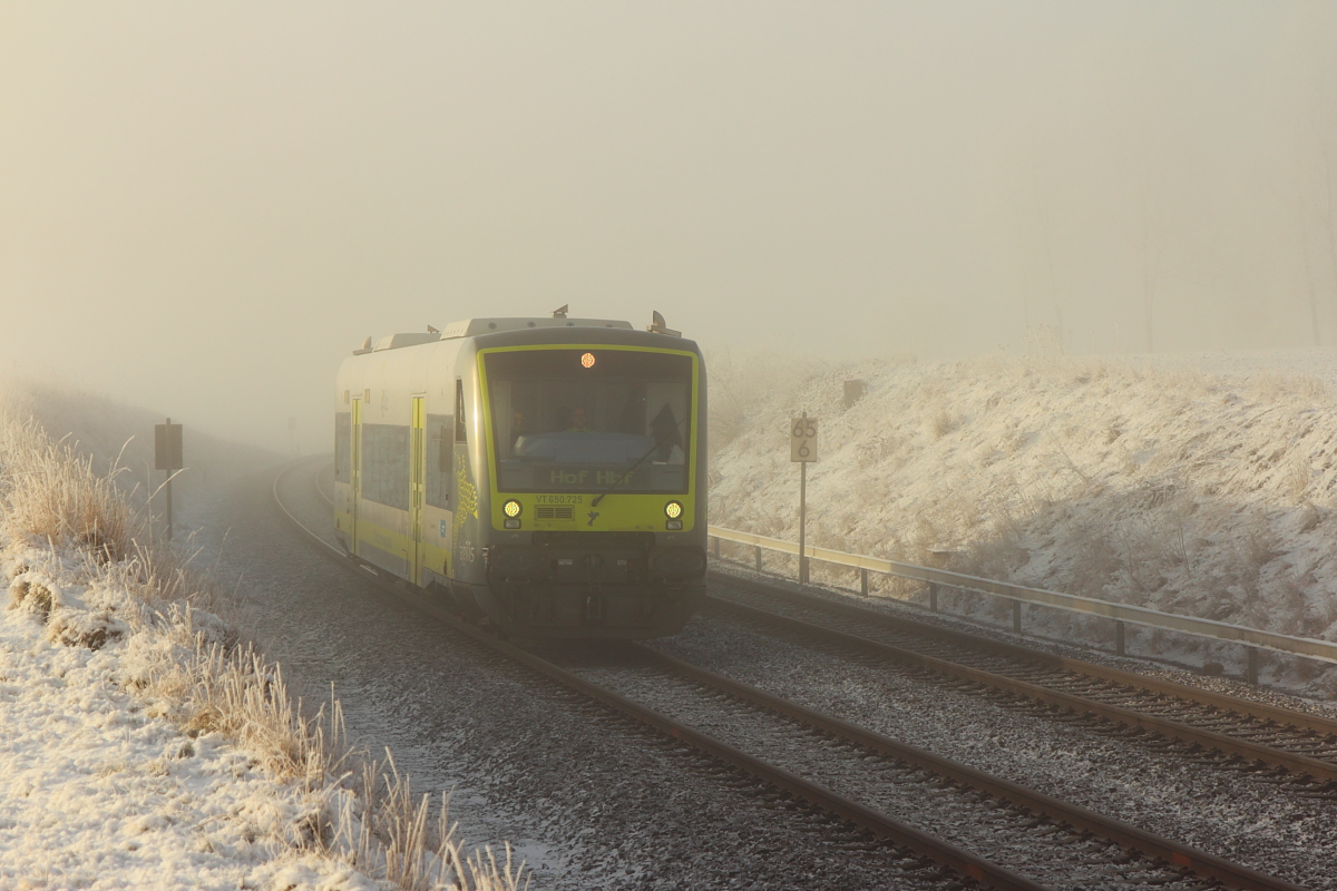 VT650.725 Agilis im Nebel bei Marktleuthen am 25.02.2016.