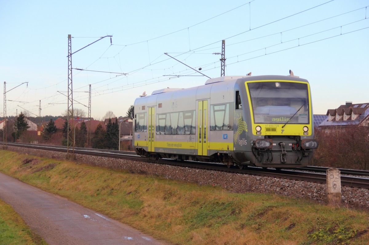VT650.728 Agilis bei Strullendorf am 07.01.2014.