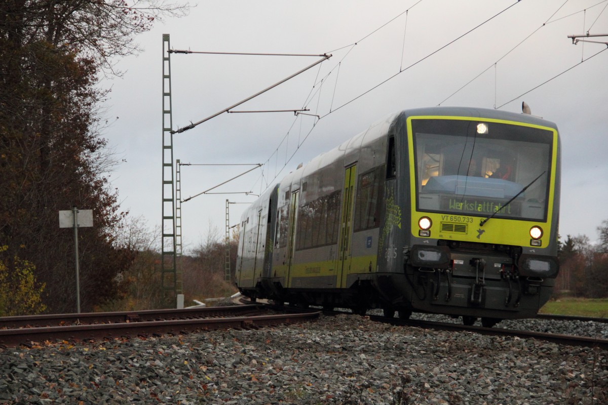 VT650.733 Agilis bei Redwitz am 24.11.2013.