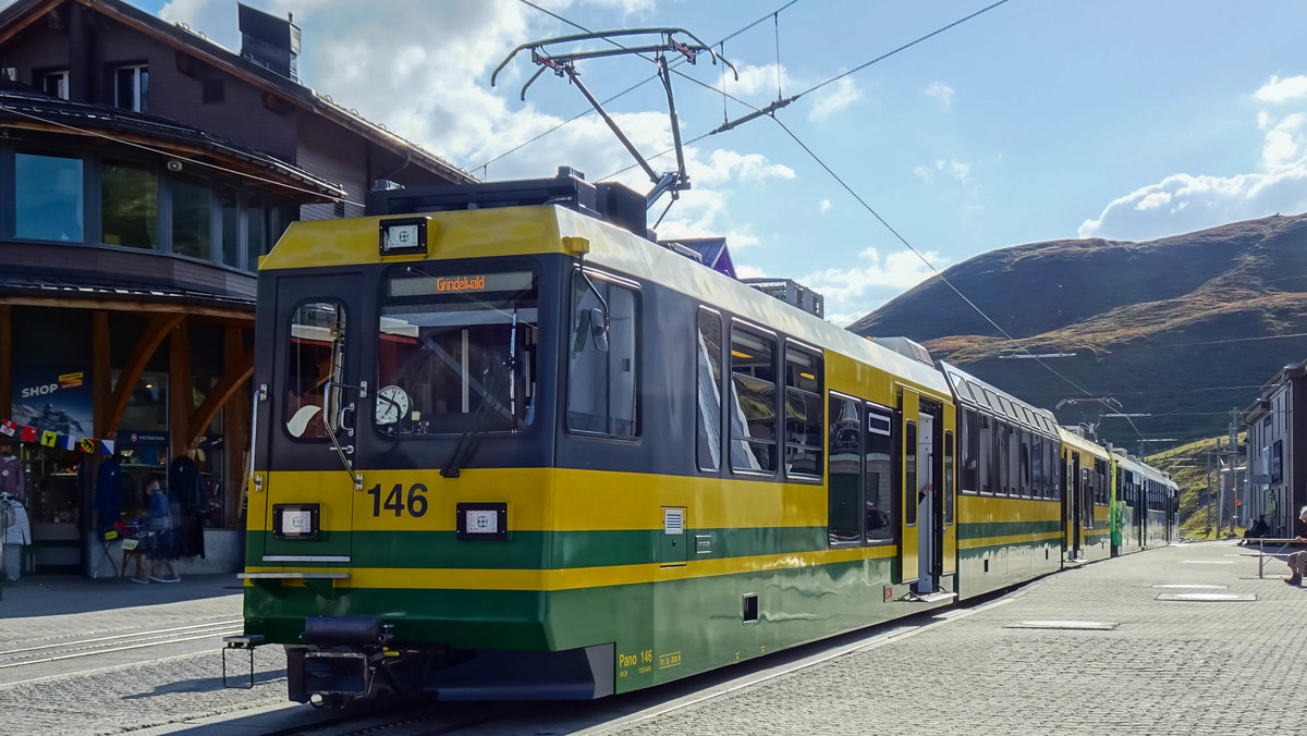 WAB Pano Bhe 4/8 146 nach Grindelwald in Kleine Scheidegg, 14.09.2020.