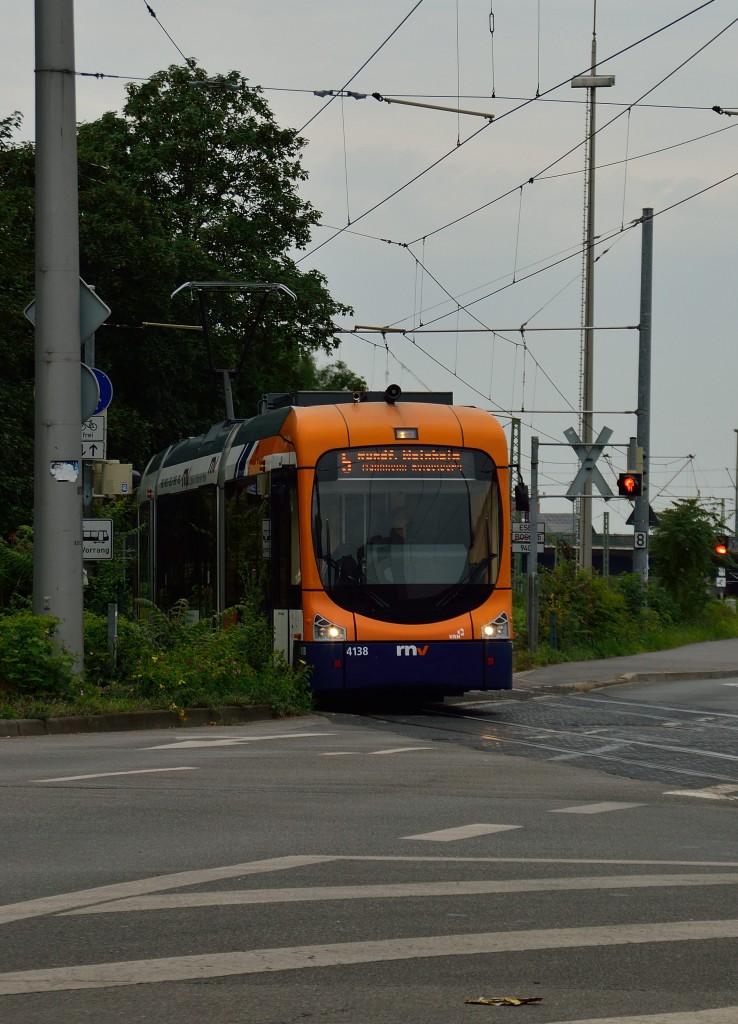 Wagen 4138 auf der Linie 5 als Rundfahrt Weinsheim unterwegs. Heidelberg 29.5.2014
