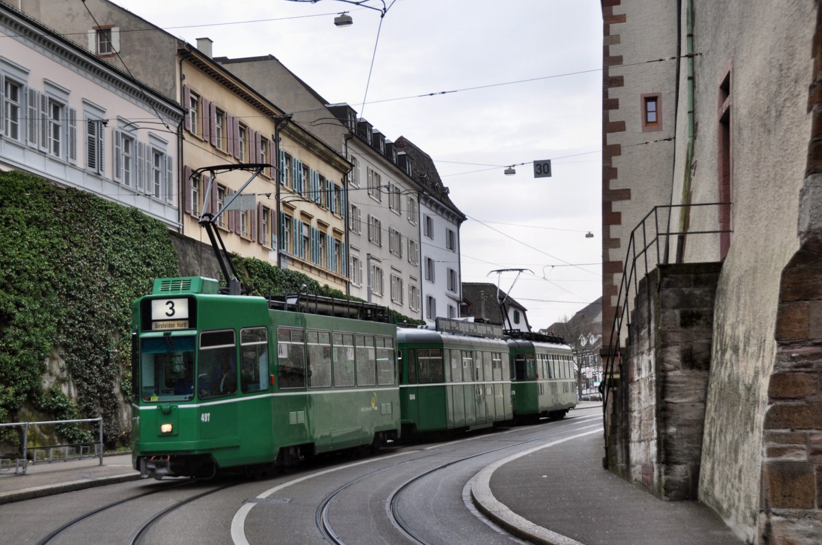 Wagen 497 auf der Linie 3 in Basel (11.01.2014)