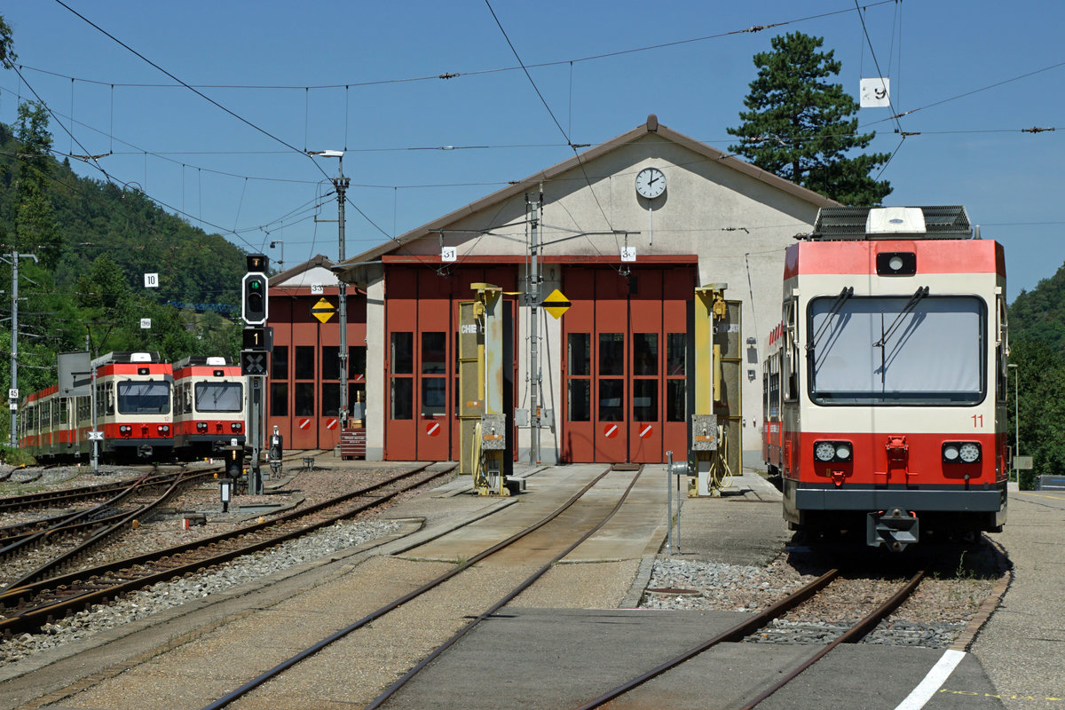 Waldenburgerbahn/WB.
Baselland Transport AG/BLT.
Bahnersatz mit Bussen vom Montag, 29. Juni bis Sonntag 9. August 2020 auf der Strecke zwischen Lampenberg-Ramlinsburg und Liestal infolge Bauarbeiten am Bahnhof Liestal.
Werkstätte Waldenburg am 29. Juli 2020.
Foto: Walter Ruetsch 