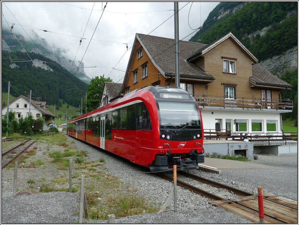 Walzer ABe 4/12 1001 in Wasserauen. (13.07.2019)