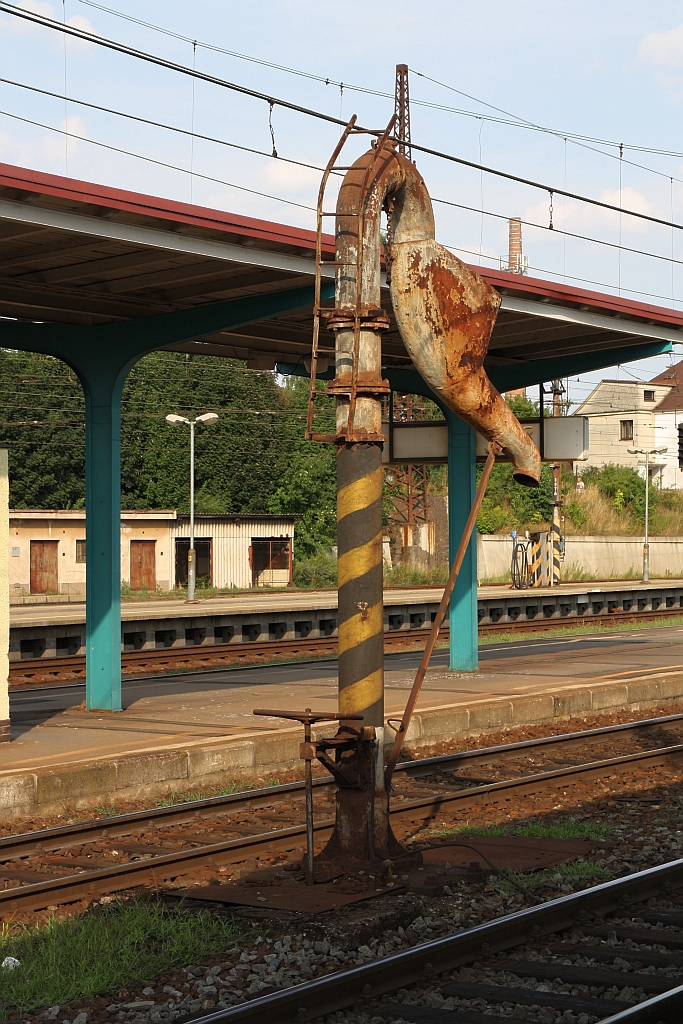 Wasserkran Bauart Spitzner am 21.Juli 2018 im Bahnhof Ceska Trebova.