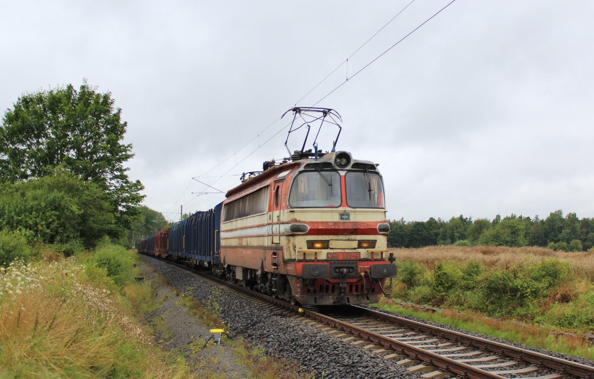 Wegen der Brückenbauarbeiten bei Tršnice, werden alle Züge über Františkovy Lázně nach Cheb umgeleitet. Hier 230 036-6 am 12.08.16 Střížov.