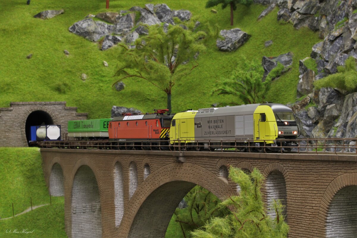 Wegen eines Murenabgangs auf der Giselabahn im Juli 2022 wurde der von MaxlRail geführte TEC48753 von Köln nach Thessaloniki am 22.7.2022 über den Steinbacher Sattel umgeleitet.
Wegen der fehlenden Oberleitung wurde der von der 1144 111 bespannte Ganzzug von der 2016 919 vorgespannt und von der 2015 007 nachgeschoben.