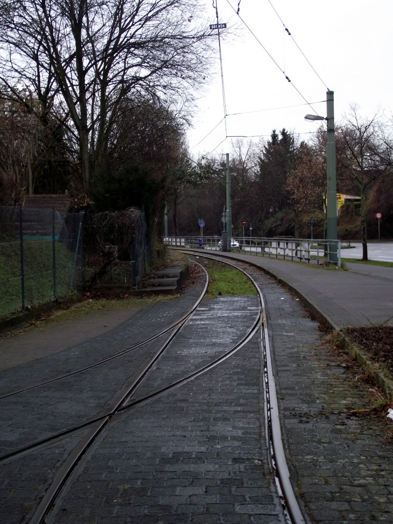 Weiche der VGF Wendeanlage in Frankfurt Eckenheim am 19.12.13