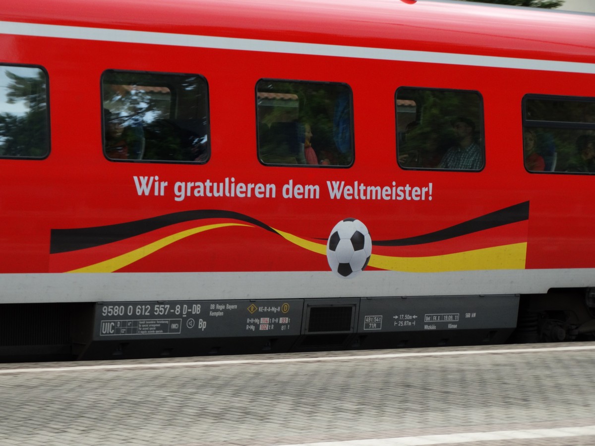 Weltmeister Werbung von DB Regio am 16.08.14 in Immenstadt 