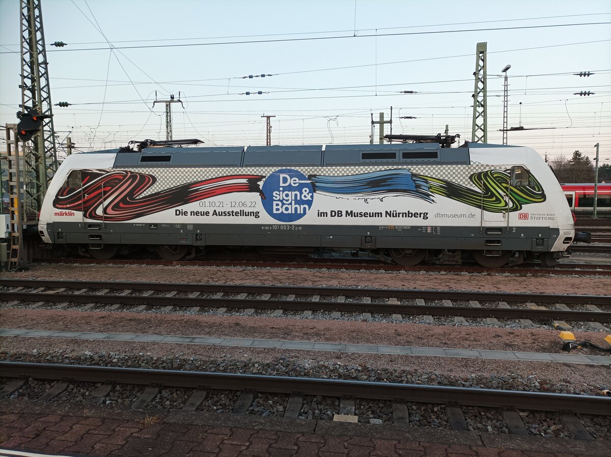 Werbelok 101 003 Design und Bahn von Märklin und dem DB Museum Nürnberg am 07.03.2022 in Basel Badischer Bahnhof 
