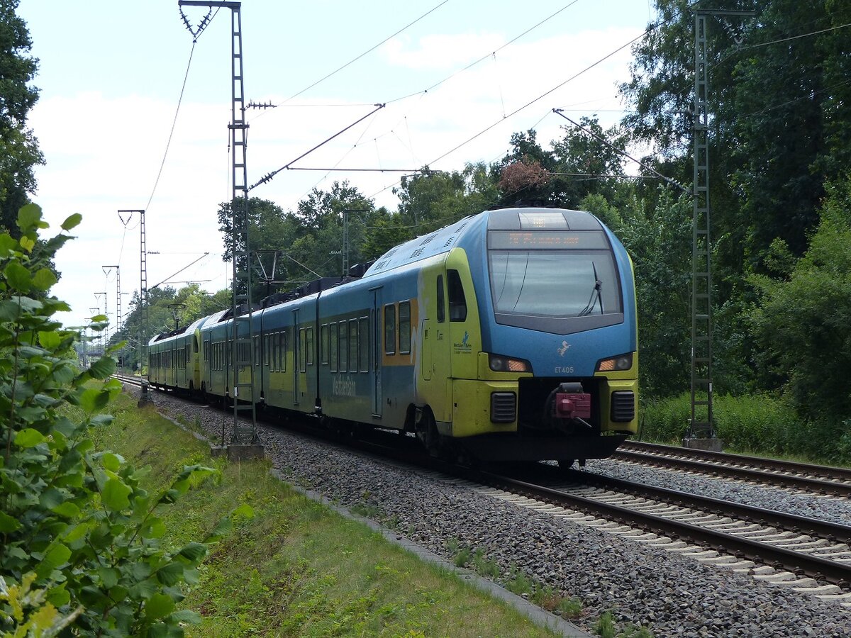 WestfalenBahn ET 405 als RE15 Münster - Emden in Rheine=Bentlage, 16.07.2022