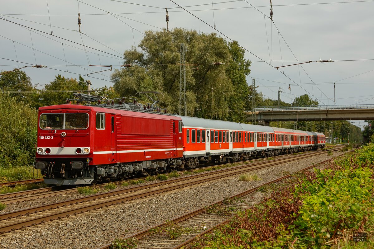 WFL 155 222-3 mit Y-Wagen der WFL in Ostbevern, August 2024.