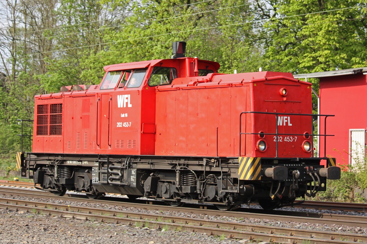WFL Lok 16 (202 453-7) am 30.4.13 als Tfzf in Ratingen-Lintorf.