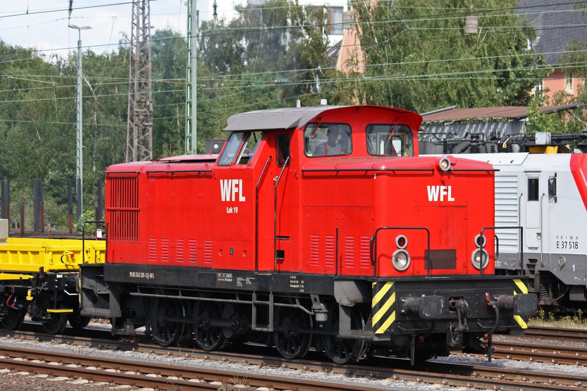 WFL Lok 19 (345 289) am 3.8.13 in Dsseldorf-Rath.
