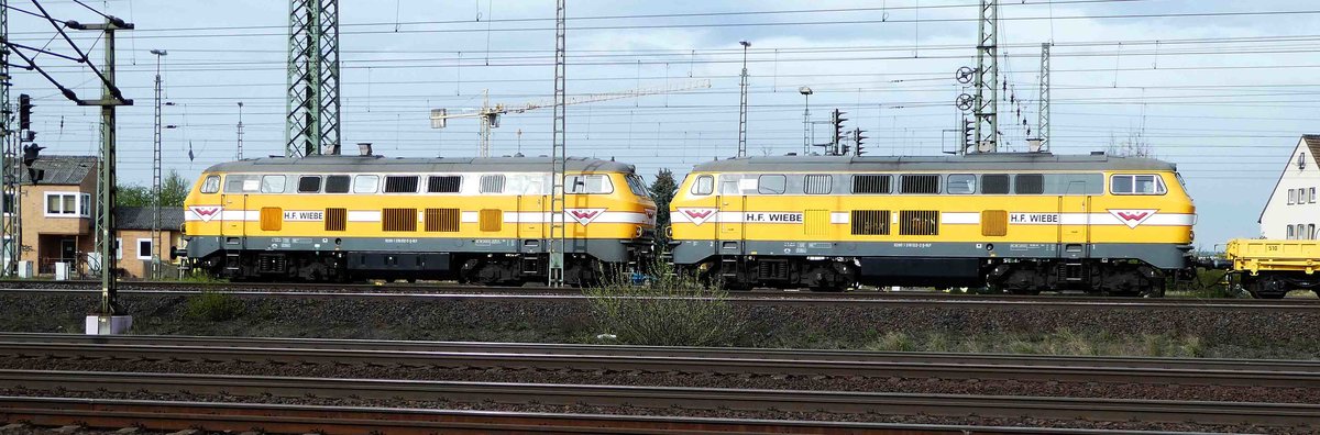 Wiebe-Lok-Gespann der BR 216 steht am 12.04.2017 im Bahnhof Fulda