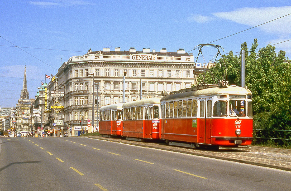 Wien 517 + 1756 + 1721, Wiedner Hauptstraße, 14.09.1987.