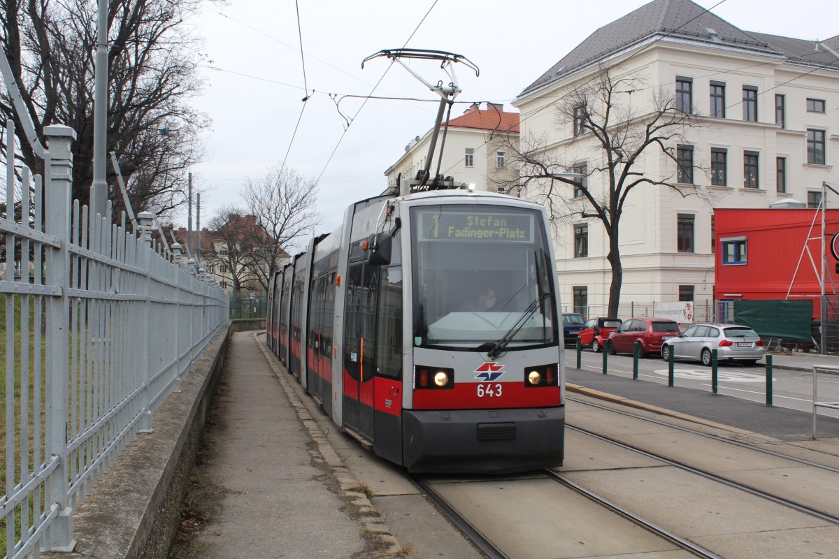 Wien Wiener Linien SL 1 (B 643) Windtenstraße am 14. Februar 2016.