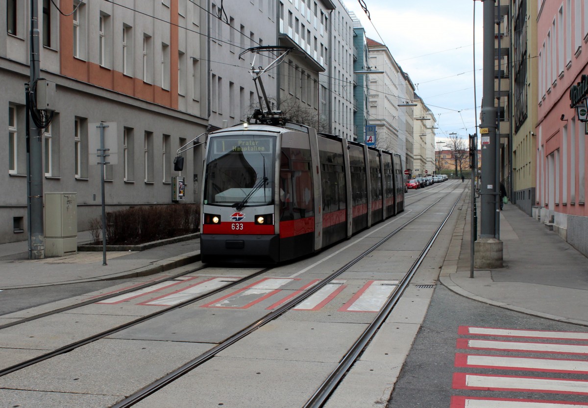 Wien Wiener Linien SL 1 (B 633) Knöllgasse (Hst. Troststraße) am 14. Februar 2016.