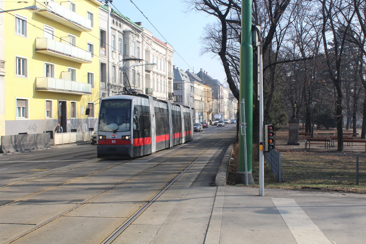 Wien Wiener Linien SL 10 (A1 80) XIV, Penzing, Hadikgasse am 16. Februar 2017.