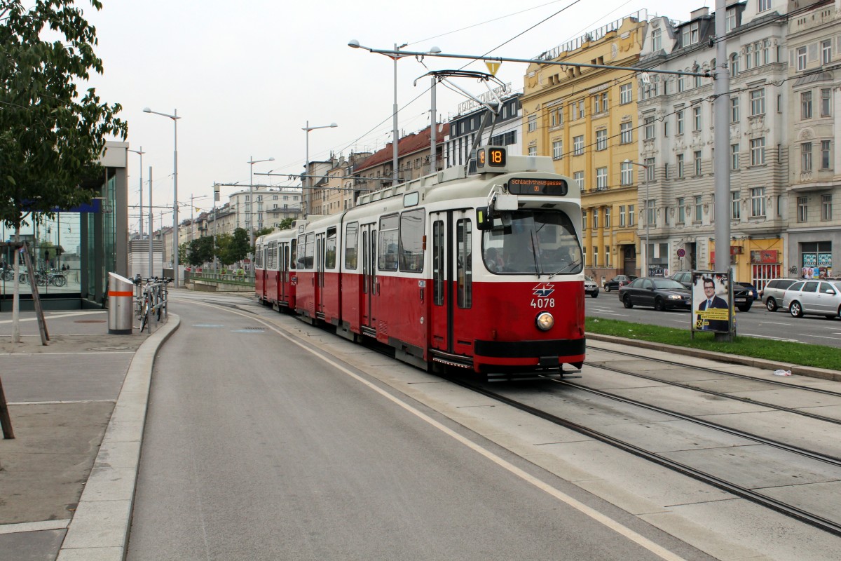 Wien Wiener Linien SL 18 (E2 4078 + c5 1478 Wiedner Gürtel am 11. Oktober 2015.