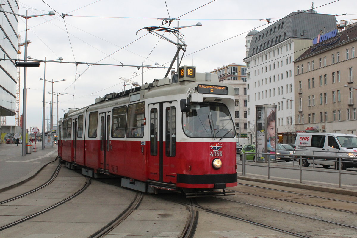 Wien Wiener Linien SL 18 (E2 4056) Wiedner Gürtel / Arsenalstraße am 15. Februar 2016.