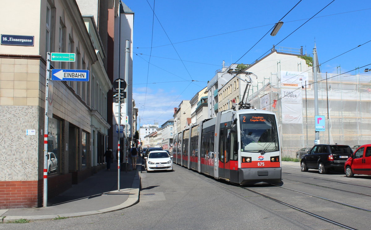 Wien Wiener Linien SL 2 (B 675) XVI, Ottakring, Ottakringer Straße / Eisnergasse am 30. Juni 2017.