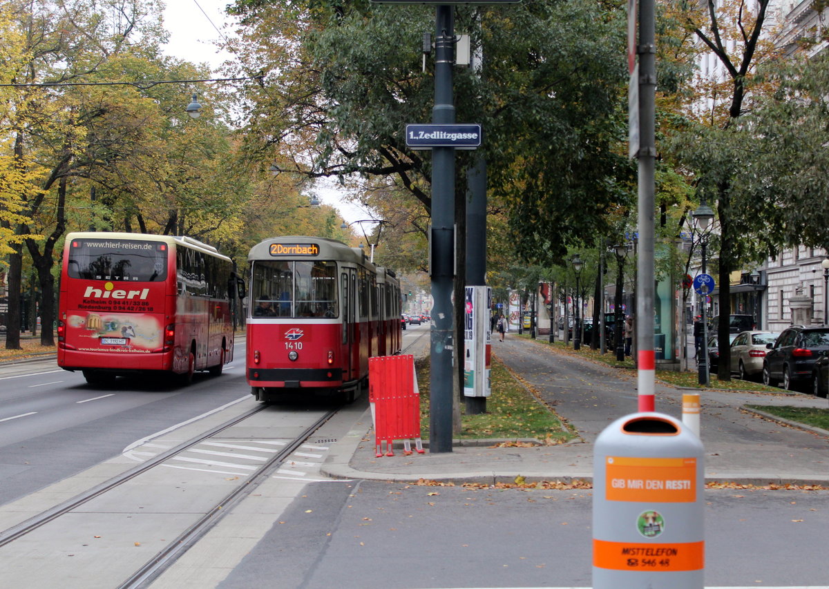 Wien Wiener Linien SL 2 (c5 1410 + E2 4034) I, Innere Stadt, Parkring / Zedlitzgasse am 20. Oktober 2019. 